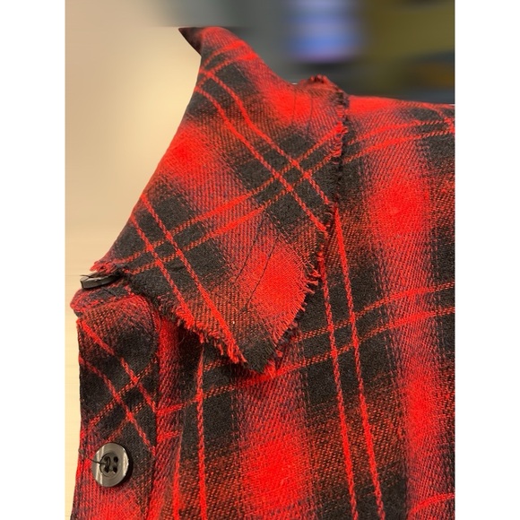 FANTASTIC FAWN Embellished red and black oversized flannel S M L - Picture 10 of 12